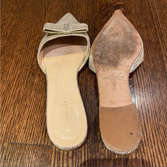 Kate Spade Gold Leather Pointed Mules 38 - Picture 4 of 4